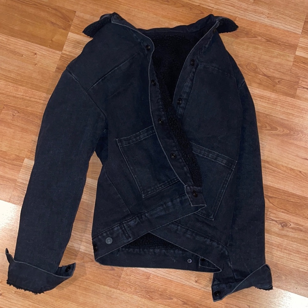 Black Reversible Jean/Fuzzy Jacket